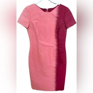 Women’s Carolina Herrera Pink And Burgundy Silk Ombré Knee Length Dress - Size 8